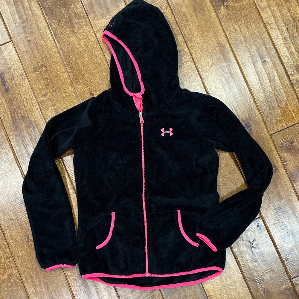 Under Armour Kids Fleece Hoodie in Black and Pink